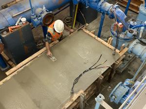 The concrete is expected to achieve 60% of its 5000psi compressive strength after just seven days.  