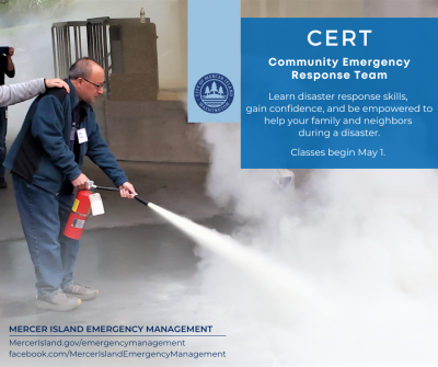 CERT Team learns how to use a fire extinguisher to put out a small fire.